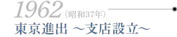 1962年　東京進出 ～支店設立～